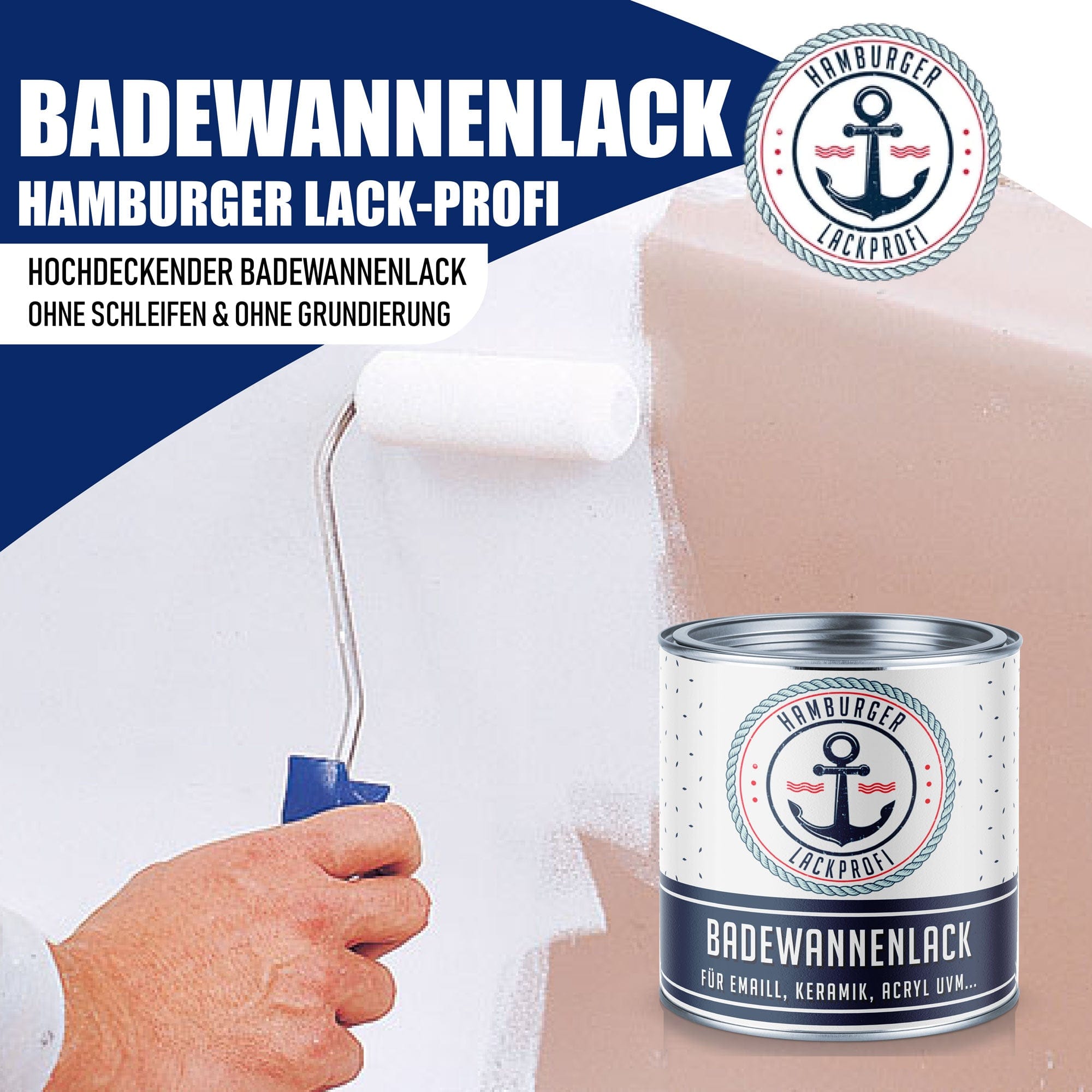 Hamburger Lack-Profi Badewannenlack Hamburger Lack-Profi 2K Badewannenlack mit Lackierset (X300) & Verdünnung (1 L) - 30% Sparangebot
