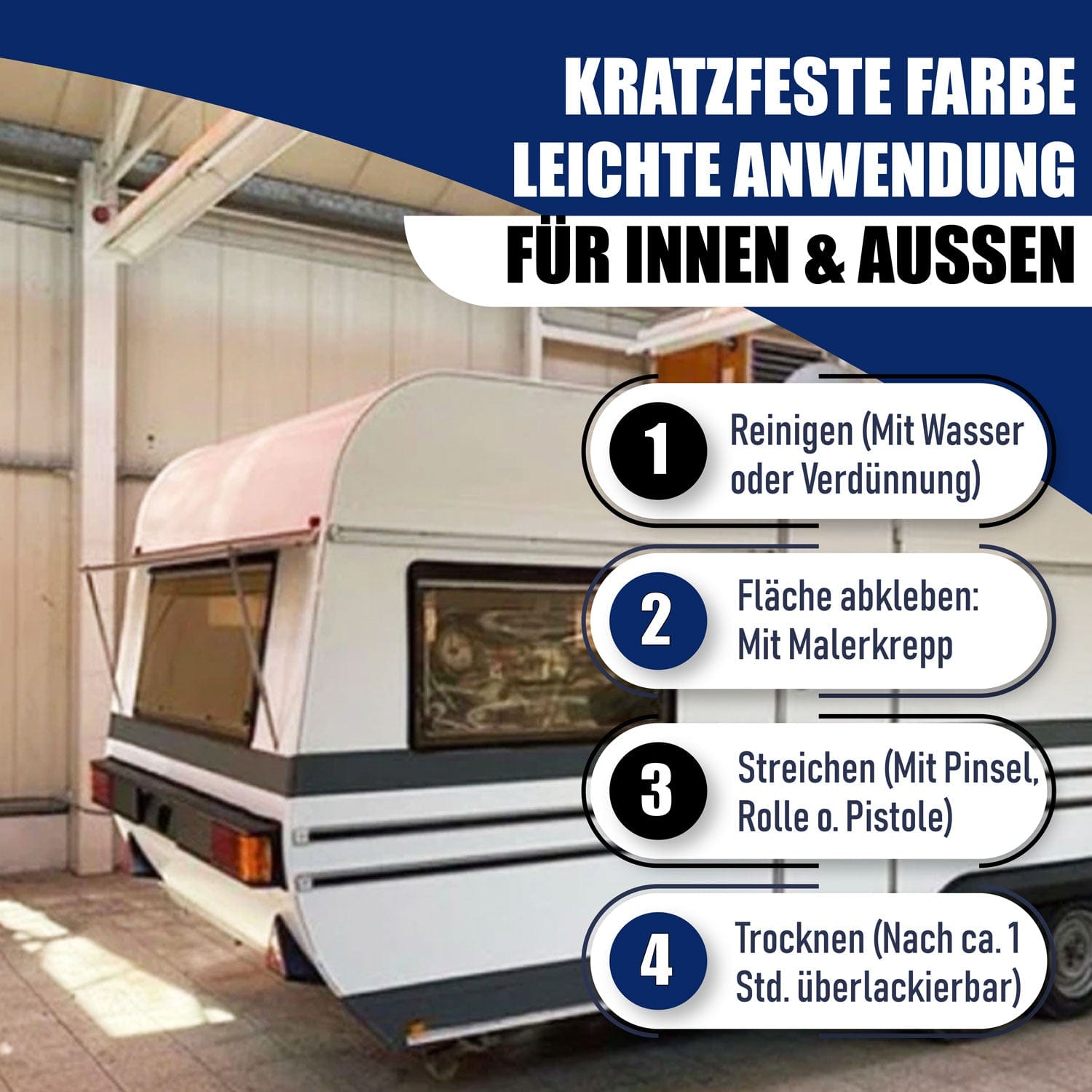 Hamburger Lack-Profi Lacke & Beschichtungen 2K Autolack im Komplett-Set für Auto / Wohnwagen streichen inkl. Farbroller & Verdünnung - Hamburger Lack-Profi