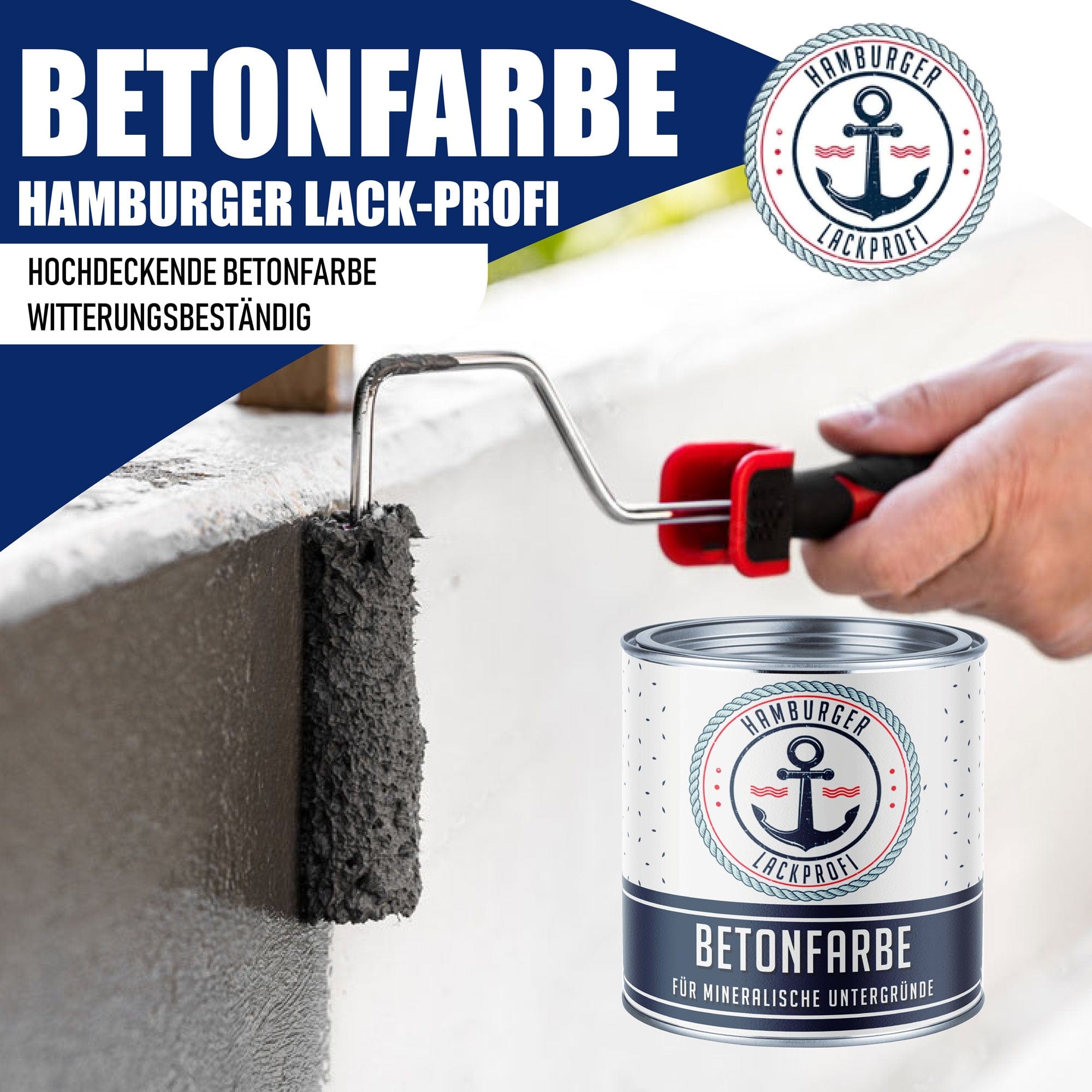 Hamburger Lack-Profi Lacke & Beschichtungen Hamburger Lack-Profi Betonfarbe mit Lackierset (X300) & Verdünnung (1 L) - 30% Sparangebot
