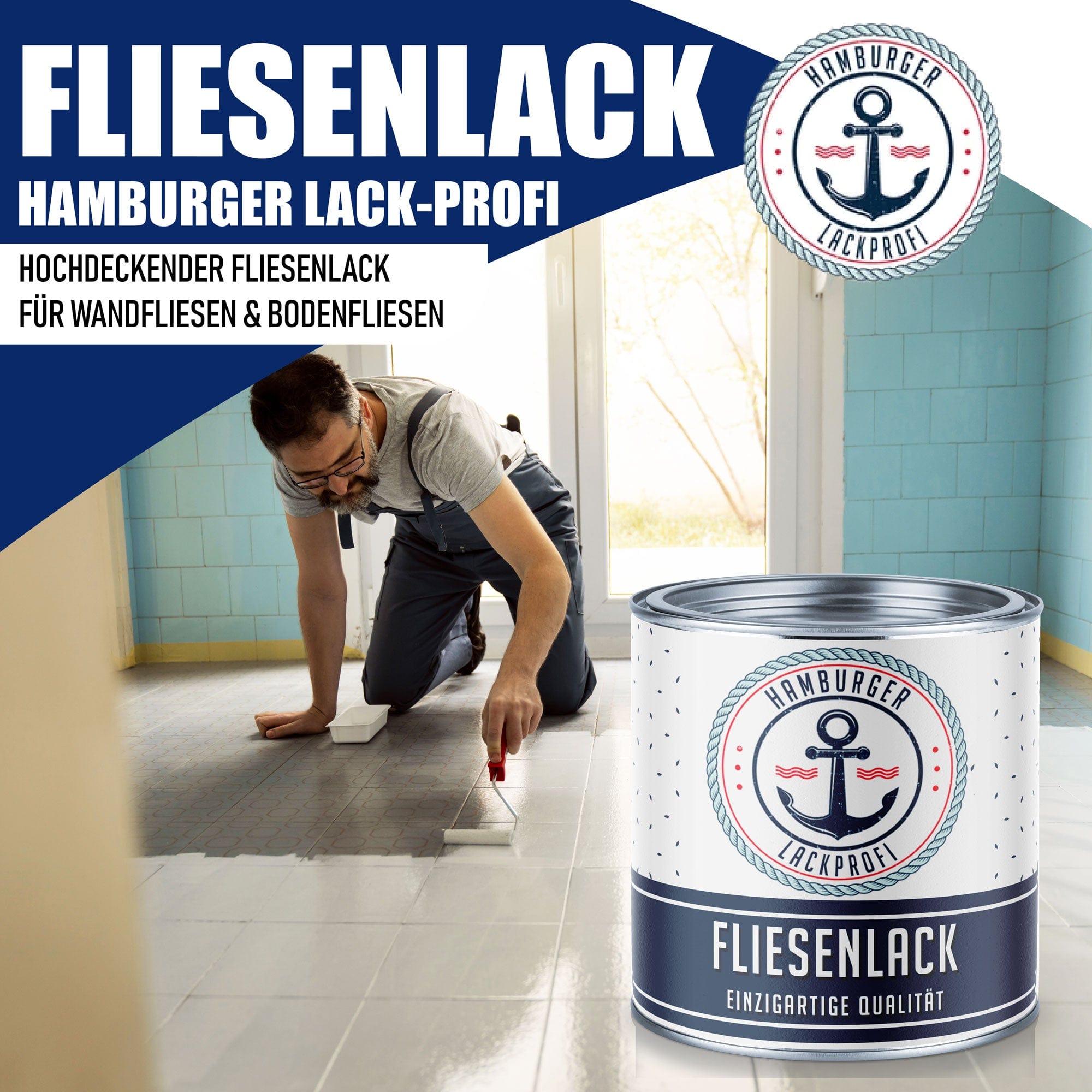 Hamburger Lack-Profi Lacke & Beschichtungen Hamburger Lack-Profi Fliesenlack Lichtgrau RAL 7035 - hochdeckende Fliesenfarbe Grau