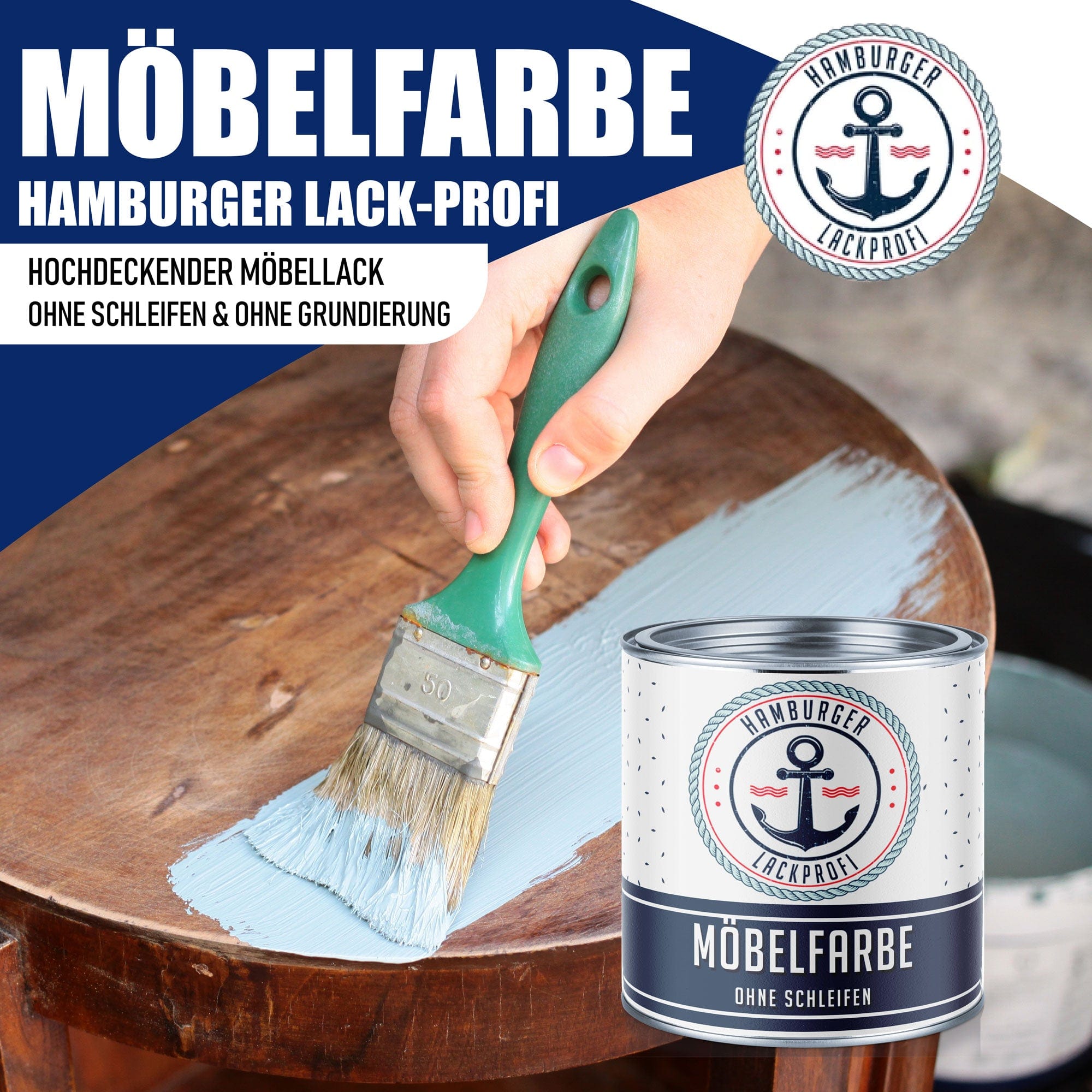 Hamburger Lack-Profi Möbelfarbe im Spar-Set - Möbellack ohne Schleifen Hamburger Lack-Profi + Lackierset (X300) & Verdünnung (1 L)